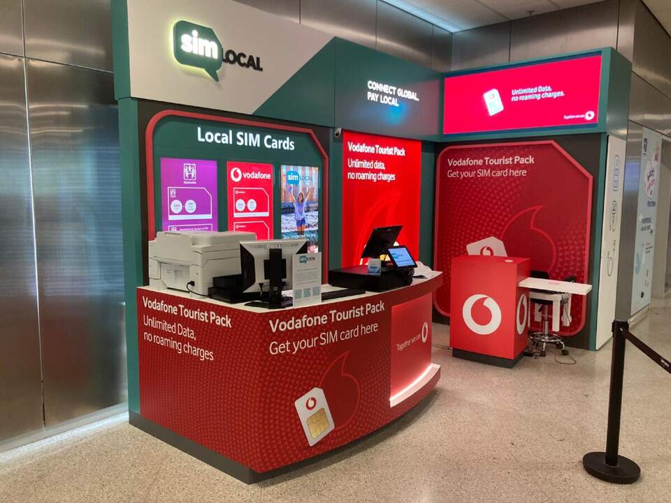 Airport booth, Local SIM cards, Vodafone