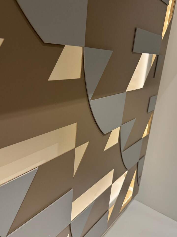 Folded metal ceiling feature, Metal feature