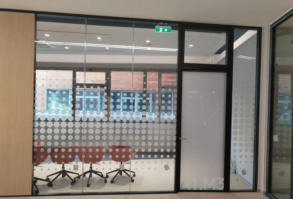 Patterned glass film, Office branding