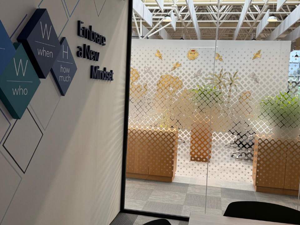Embrace a New Mindset wall, Office branding