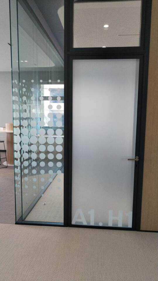 Glass film detail, Office branding