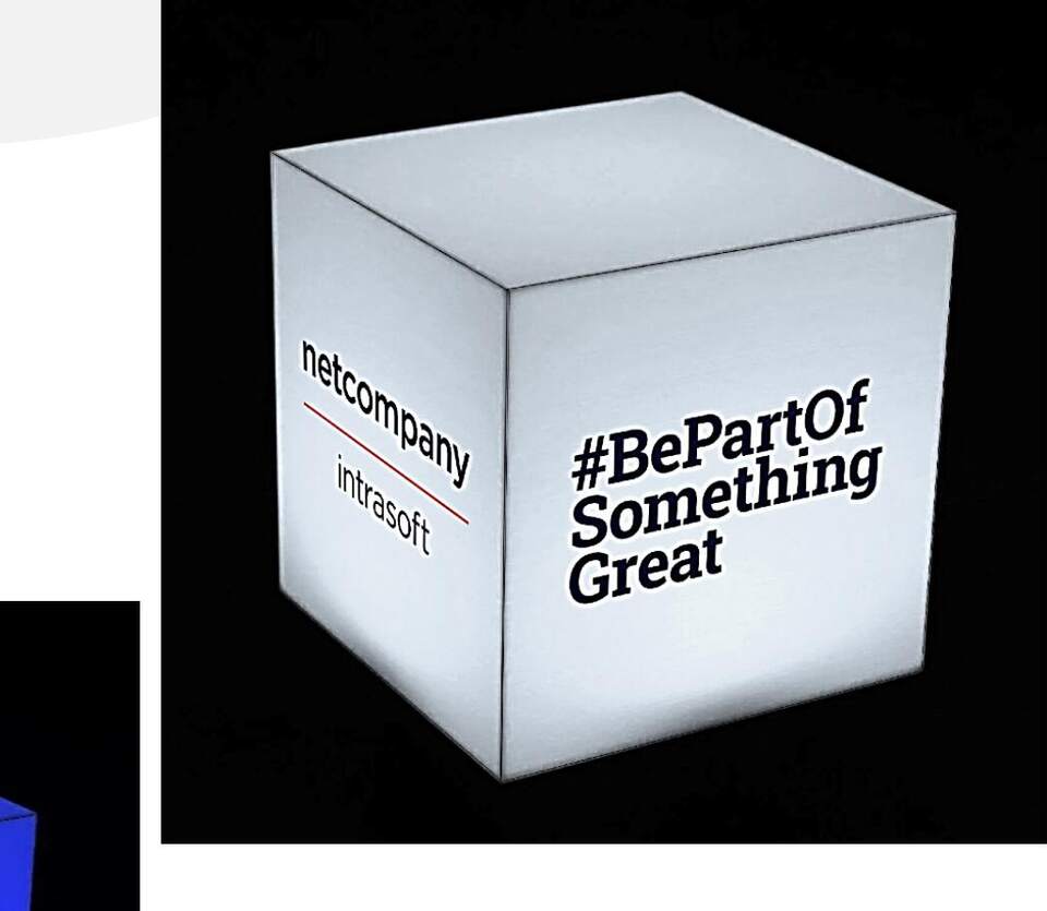 Illuminated cube, white, Netcompany-Intrasoft